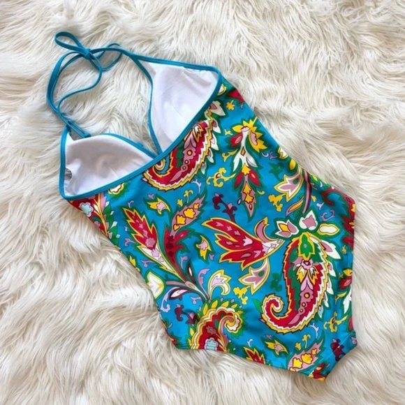 Boden NEW Como String Swimsuit Vivid Blue Paisley Azure 6R - Picture 7 of 9